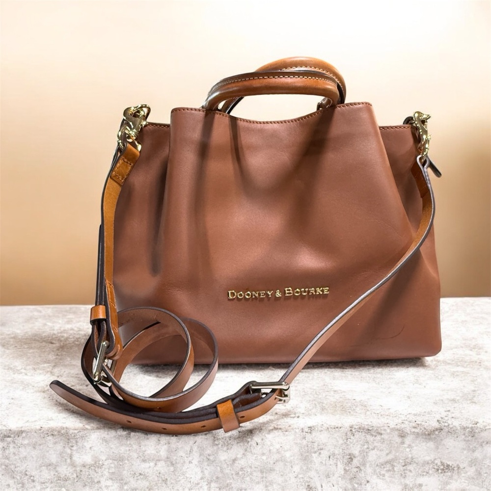 Dooney & Bourke City Barlow Satchel Bag in Chestnut Leather.